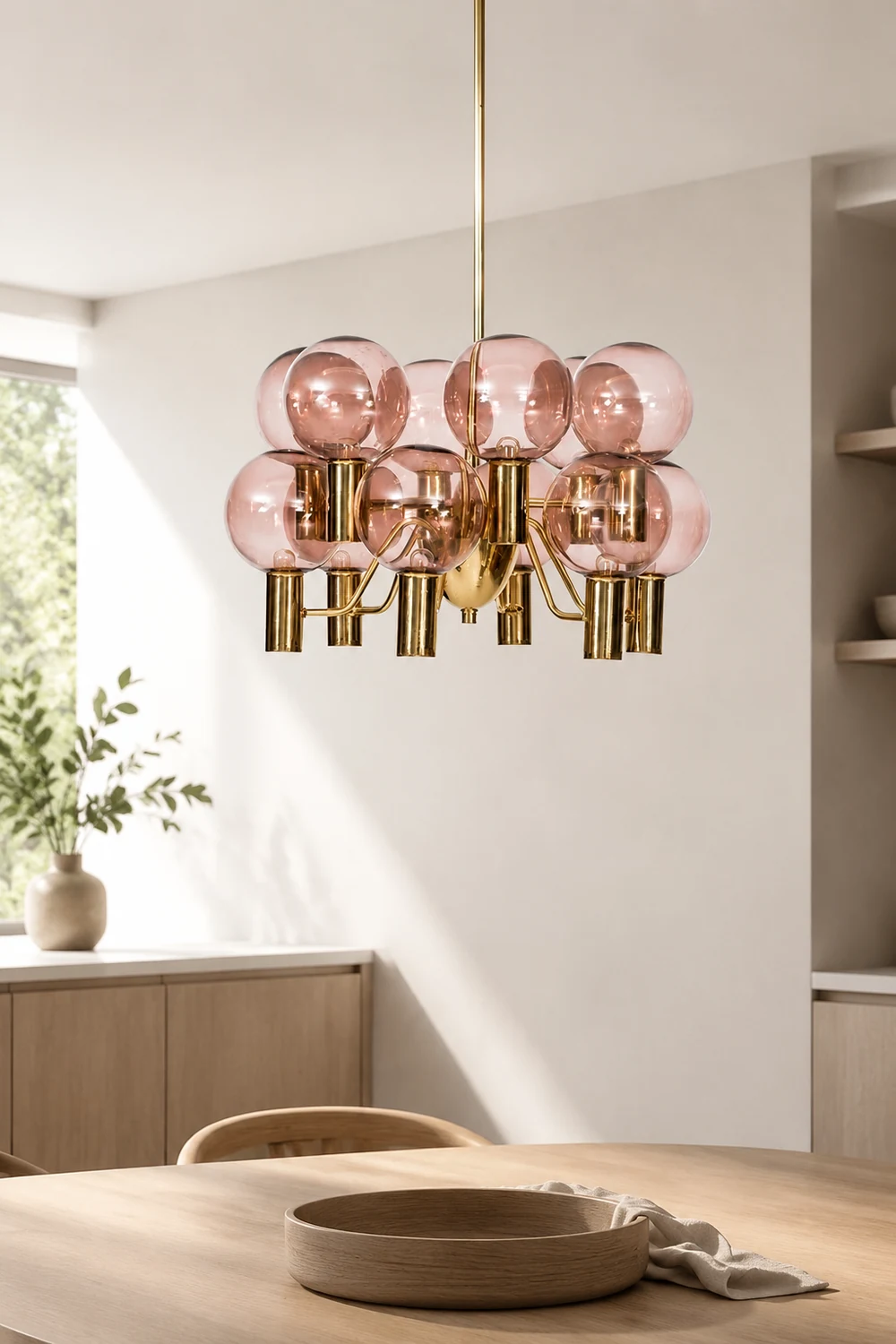 Contemporary Pink Glass 12-Bulb Decorative Chandelier - Lumpaz