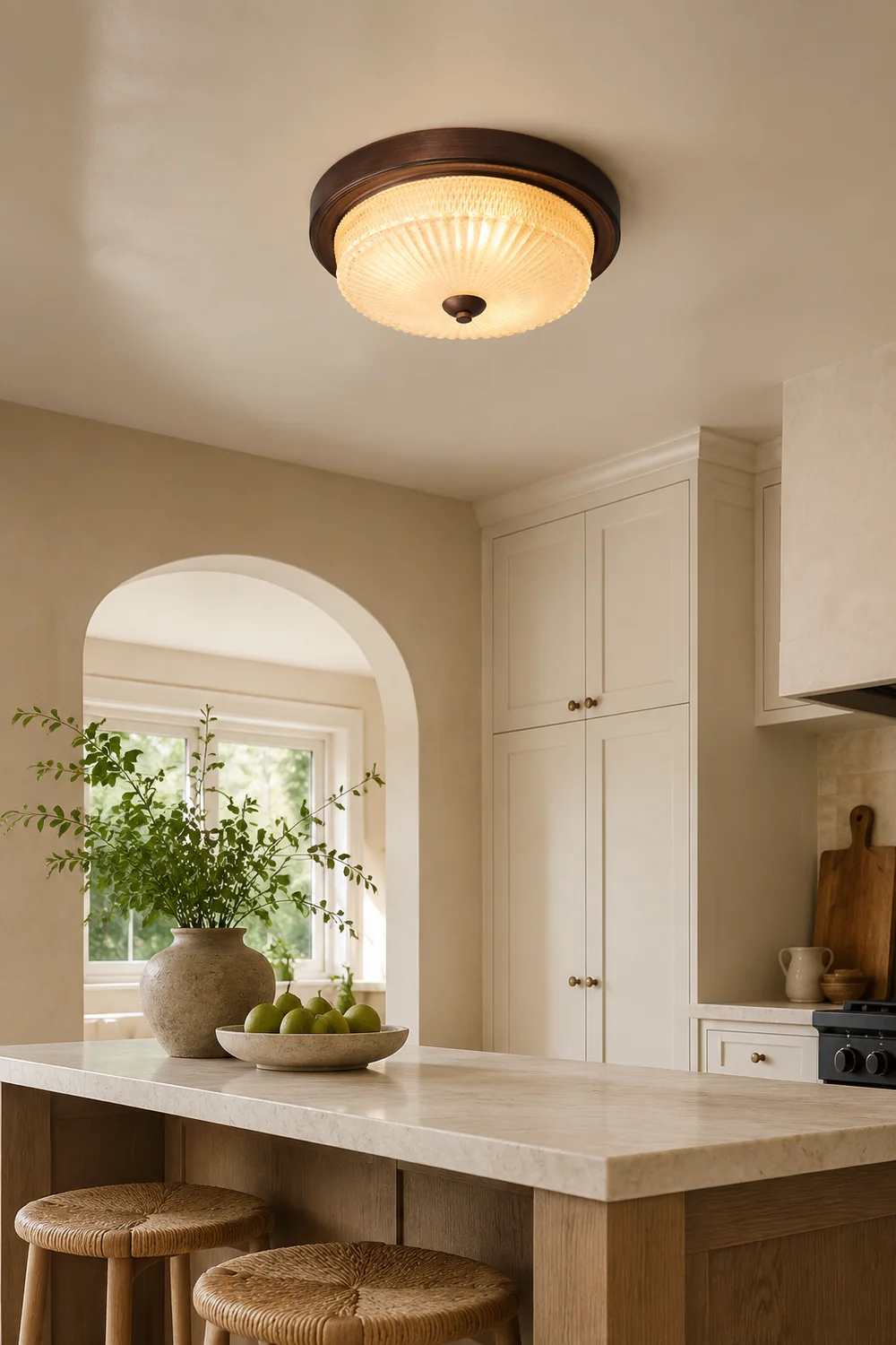 Retro Round Bedroom Ceiling Lamp - Lumpaz