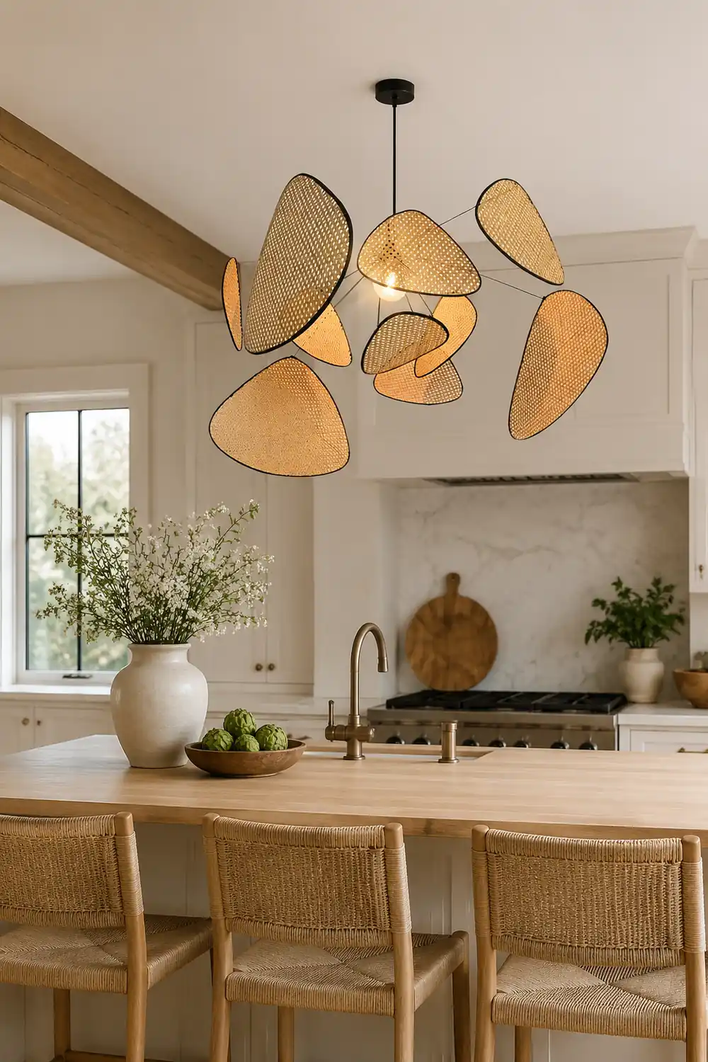 Modern Irregular Shape Rattan Kitchen Pendant Light - Lumpaz