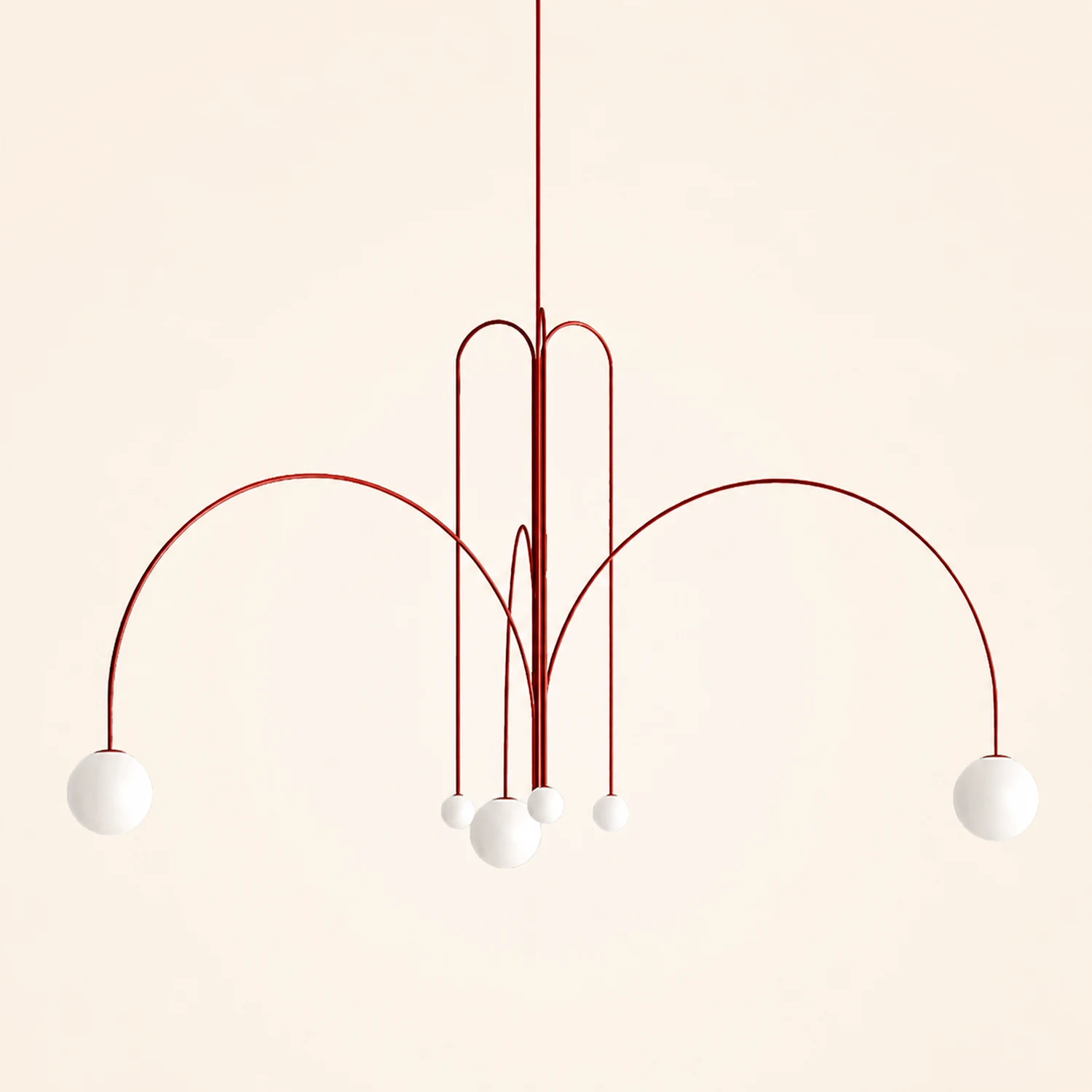Red Art Deco Long Line Type Metal Pendant Light - Lumpaz