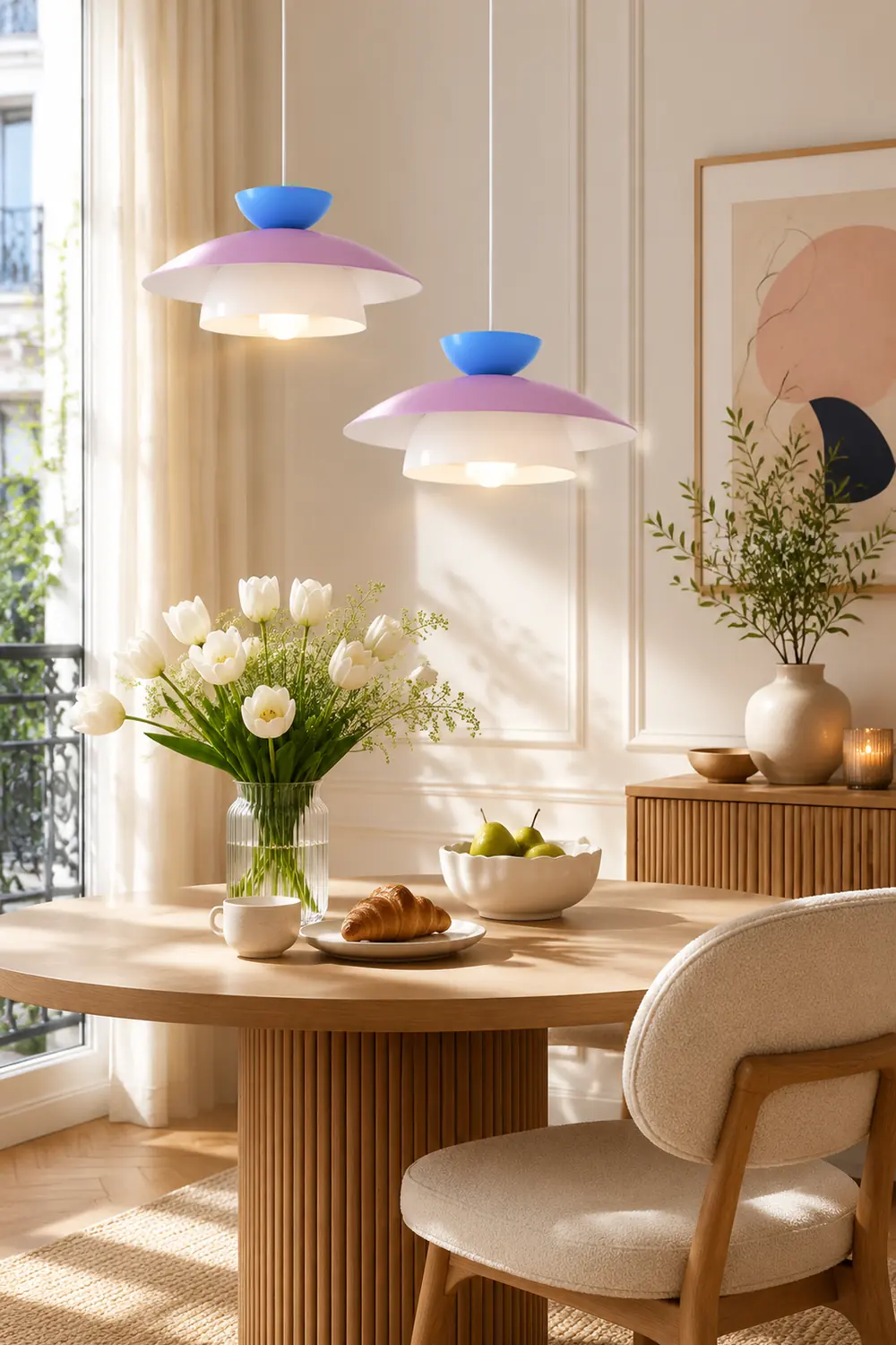 Modern Designer Style Round White Pendant Light - Lumpaz
