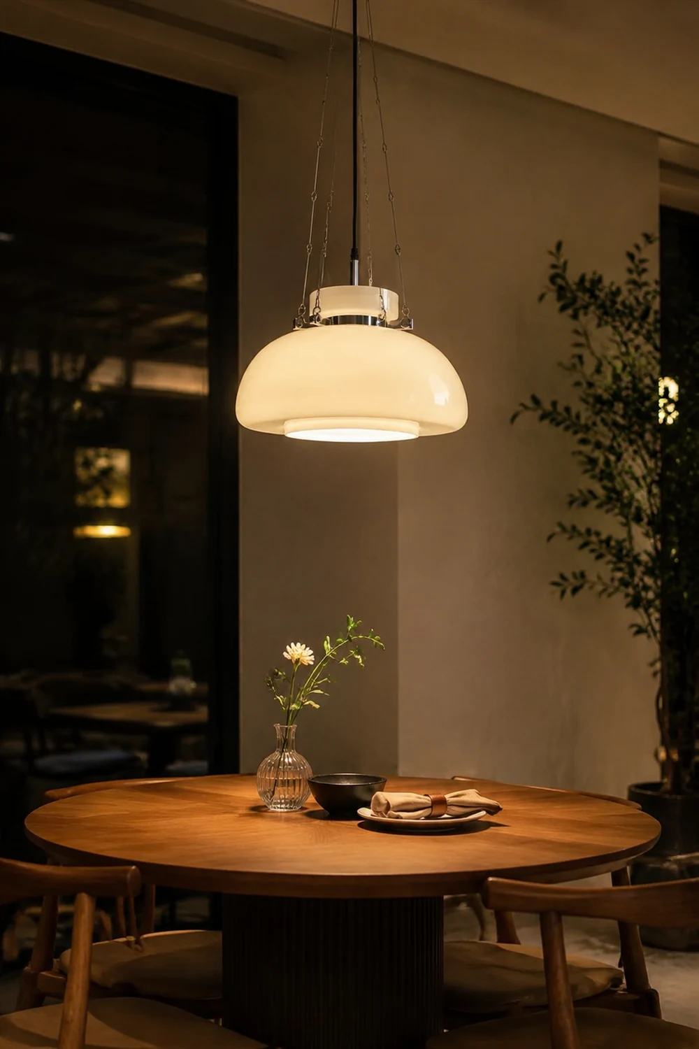 Vintage Milk Dome Glass Pendant Light - Lumpaz