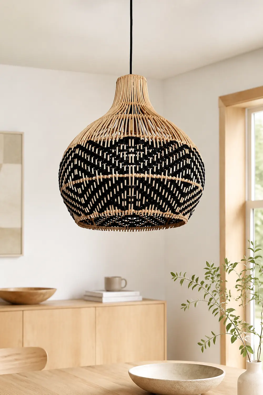 Vintage Ratten Handwoven Pendant Light - Lumpaz