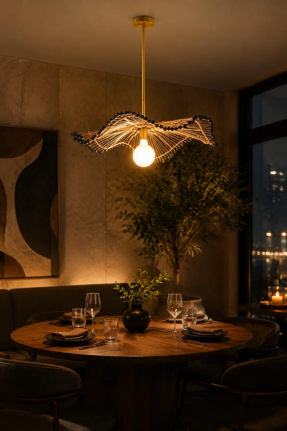 Modern Waverly Handwoven Rattan Pendant Light - Lumpaz