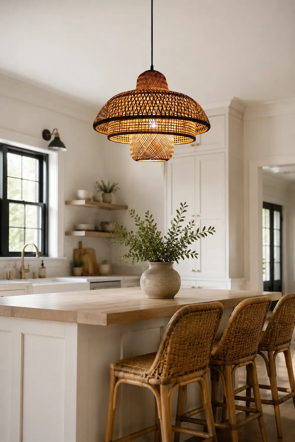 Modern Rattan Dome Latern Pendant Light For Living Room - Lumpaz