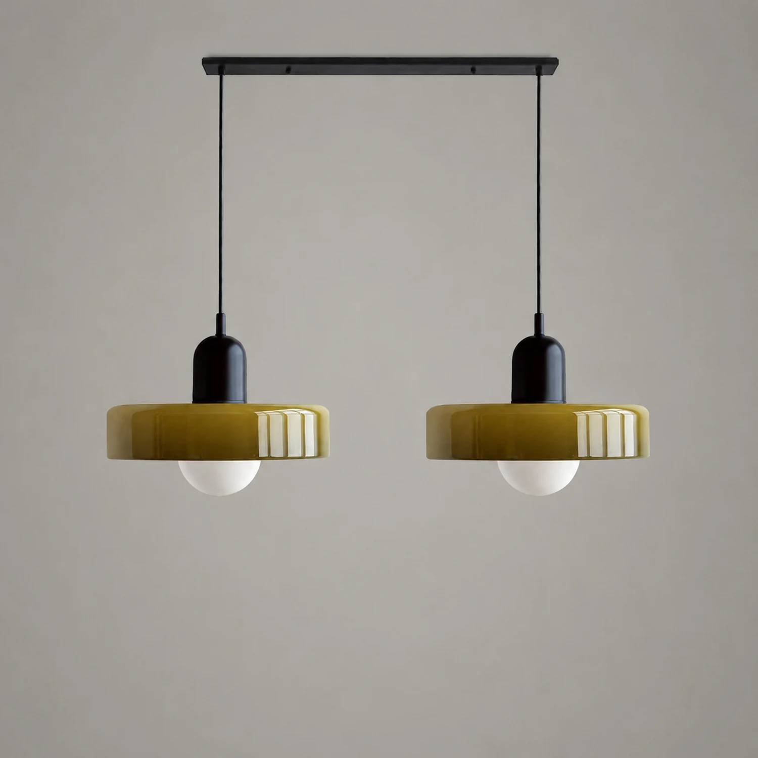 2 Heads Modern Bauhaus Glass Pendant Light - Lumpaz