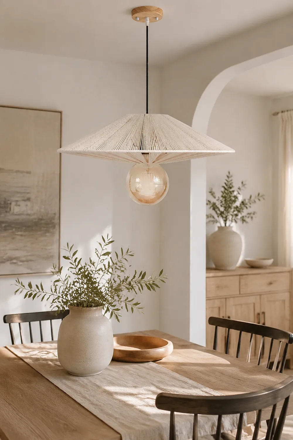 Vintage Hat Shape Rope Handmade Pendant Light For Living Room - Lumpaz