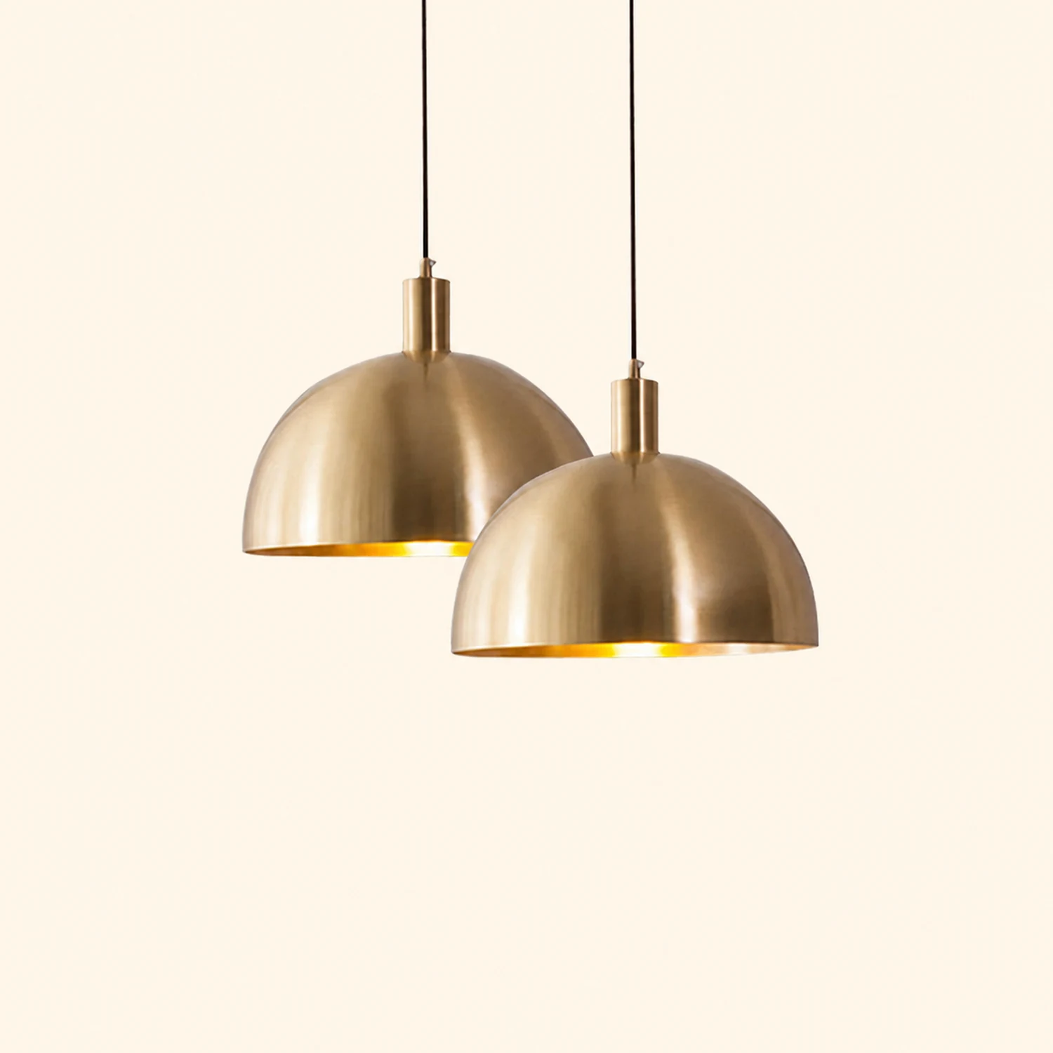 Mid-Century Modern Brass Dome Hanging Pendant Light - Lumpaz