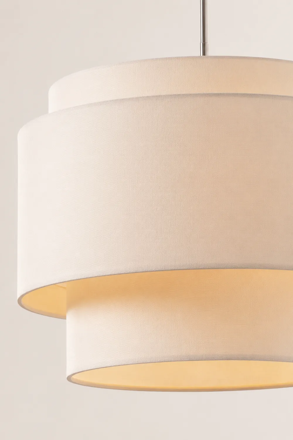 Beige Tiered Linen Drum Pendant Light - Lumpaz