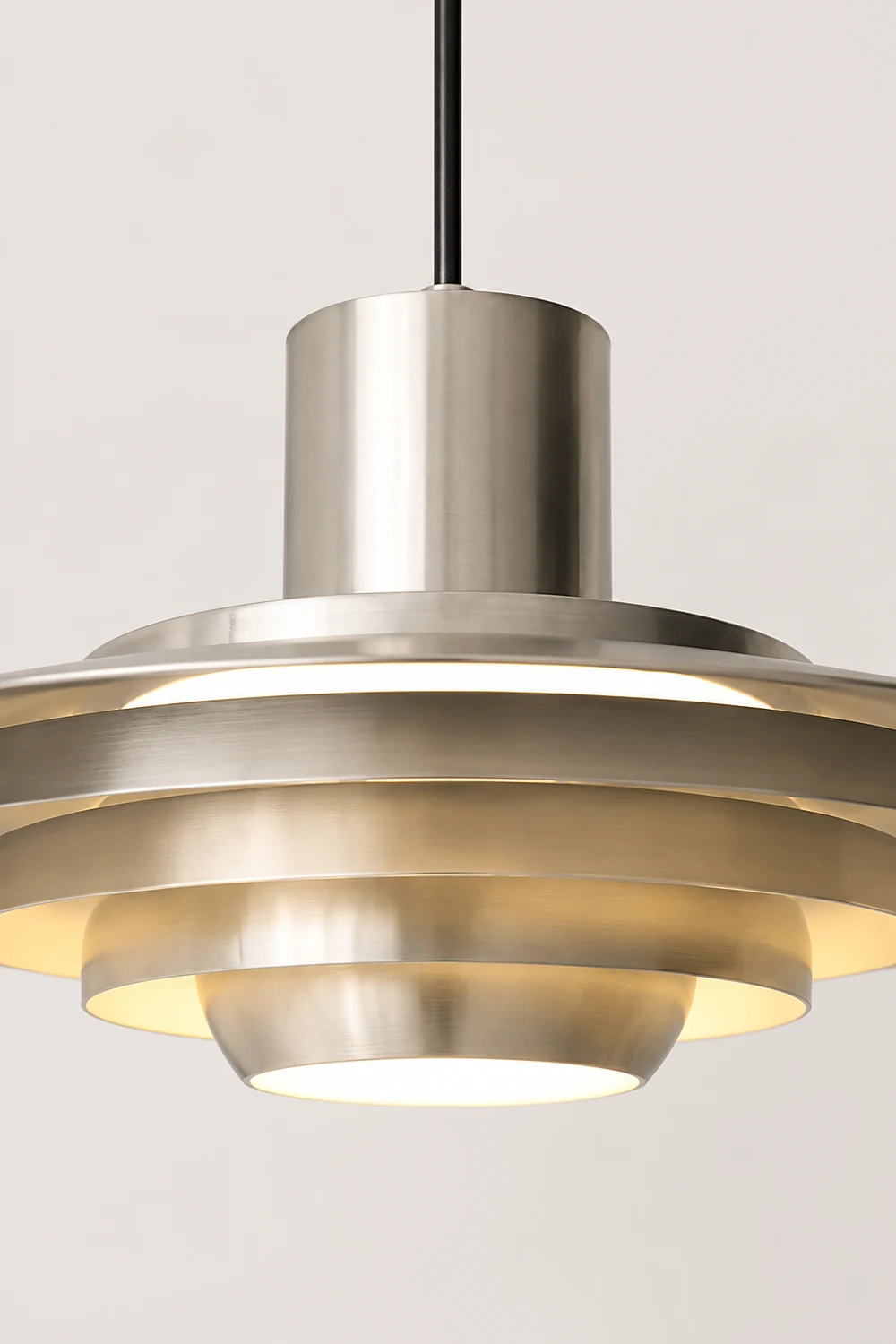 Large Brass Mid Century Modern Hanging Lamp Pendant Light - Lumpaz