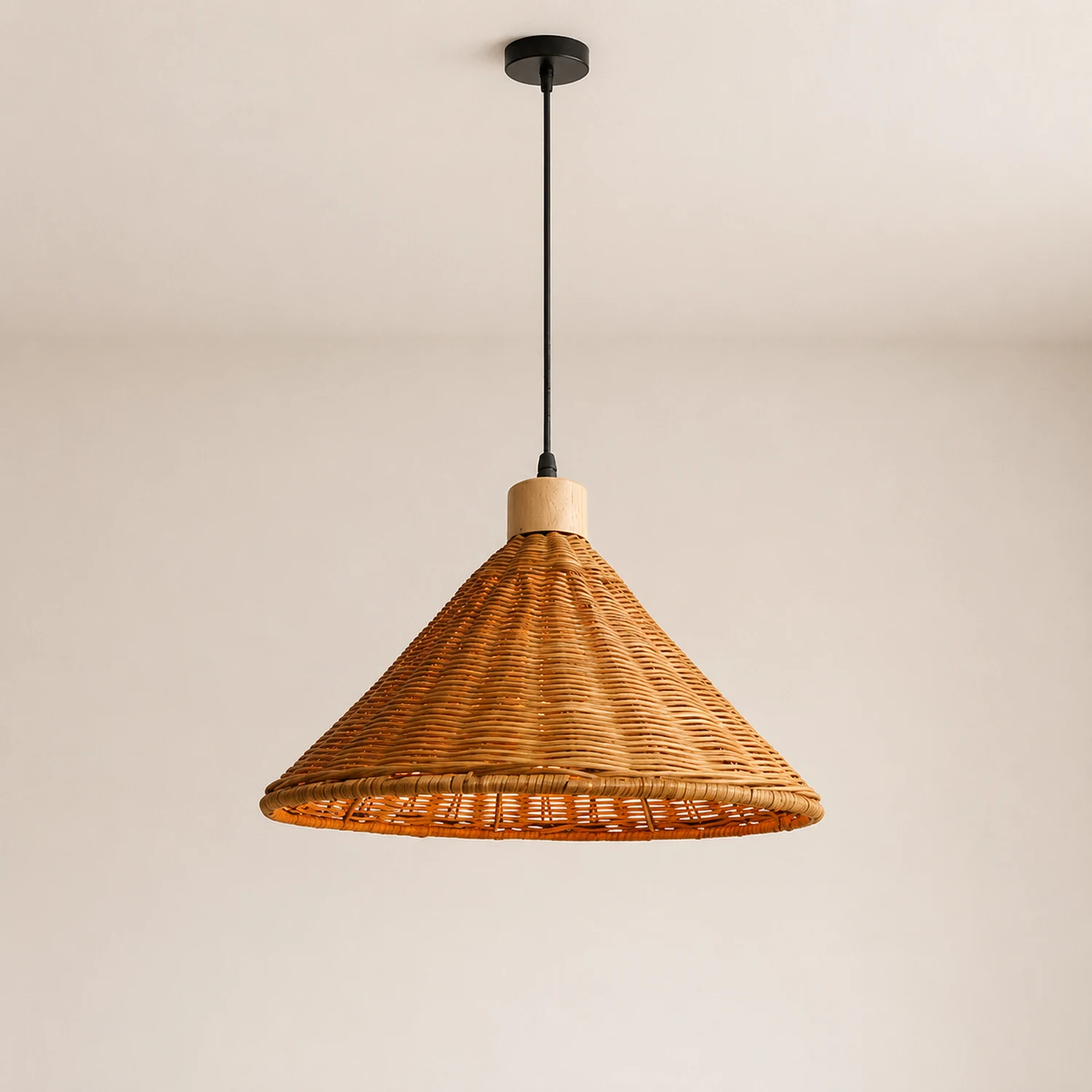 Brown Rattan Basket Pendant Lighting Fixture - Lumpaz