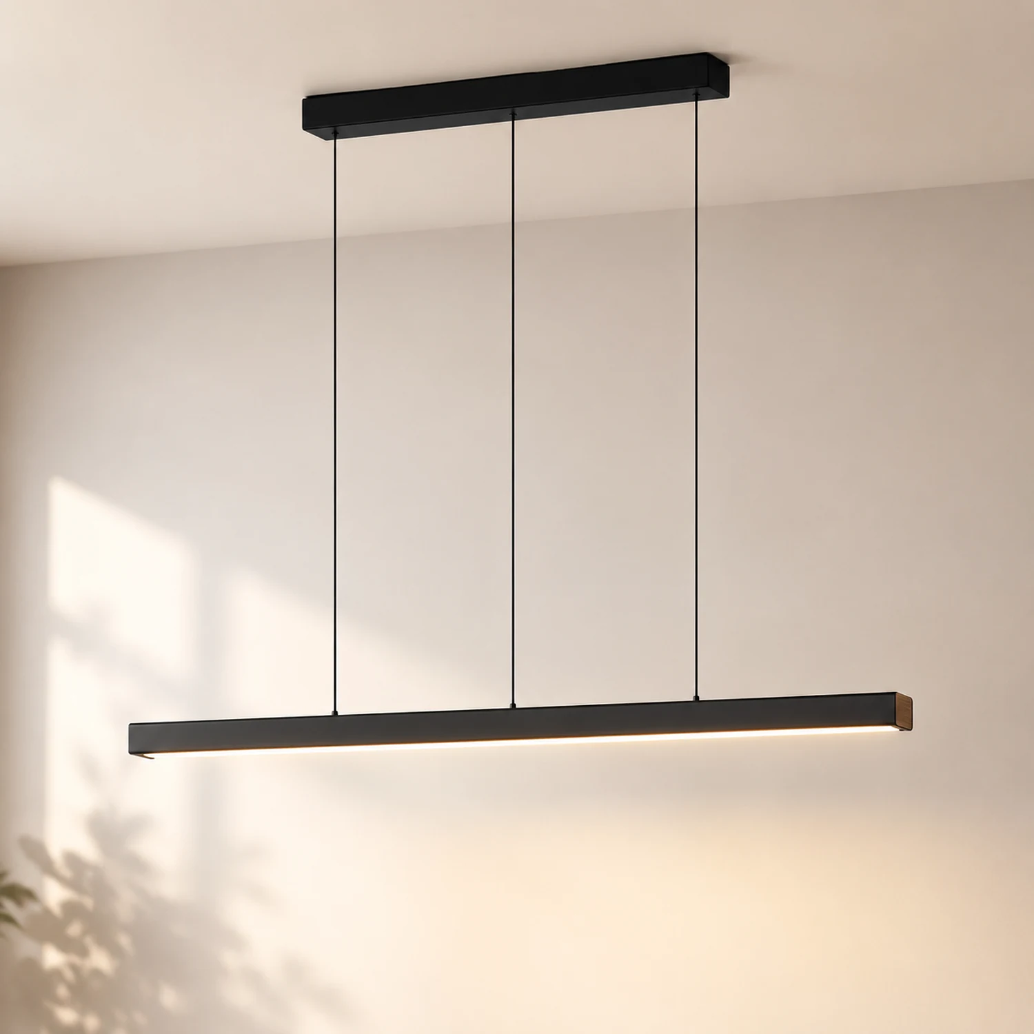 Edge Pendelleuchte Linear dimmbar, Metall&Holz, 60/80/100/120CM Lang - Lumpaz