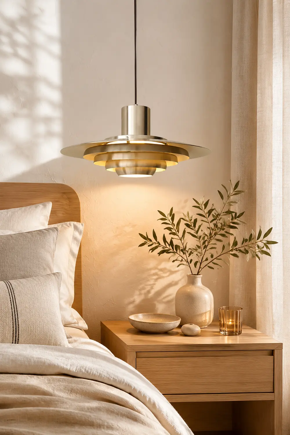 Large Brass Mid Century Modern Hanging Lamp Pendant Light - Lumpaz