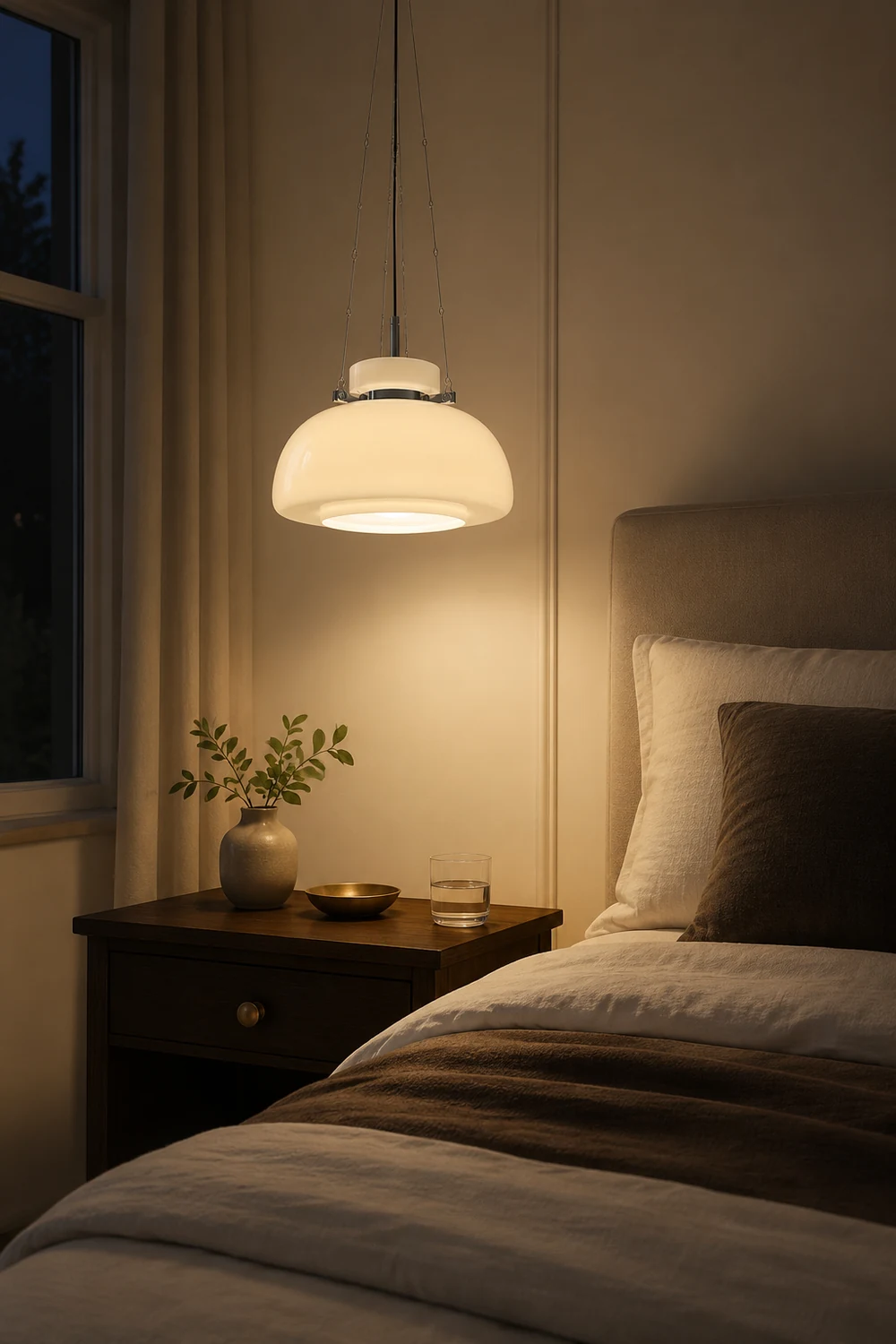 Vintage Milk Dome Glass Pendant Light - Lumpaz