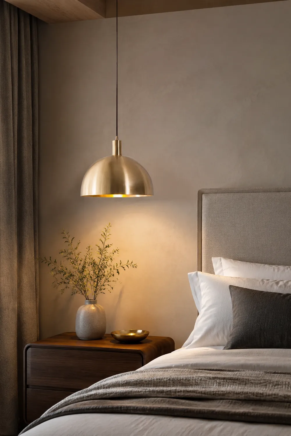 Mid-Century Modern Brass Dome Hanging Pendant Light - Lumpaz
