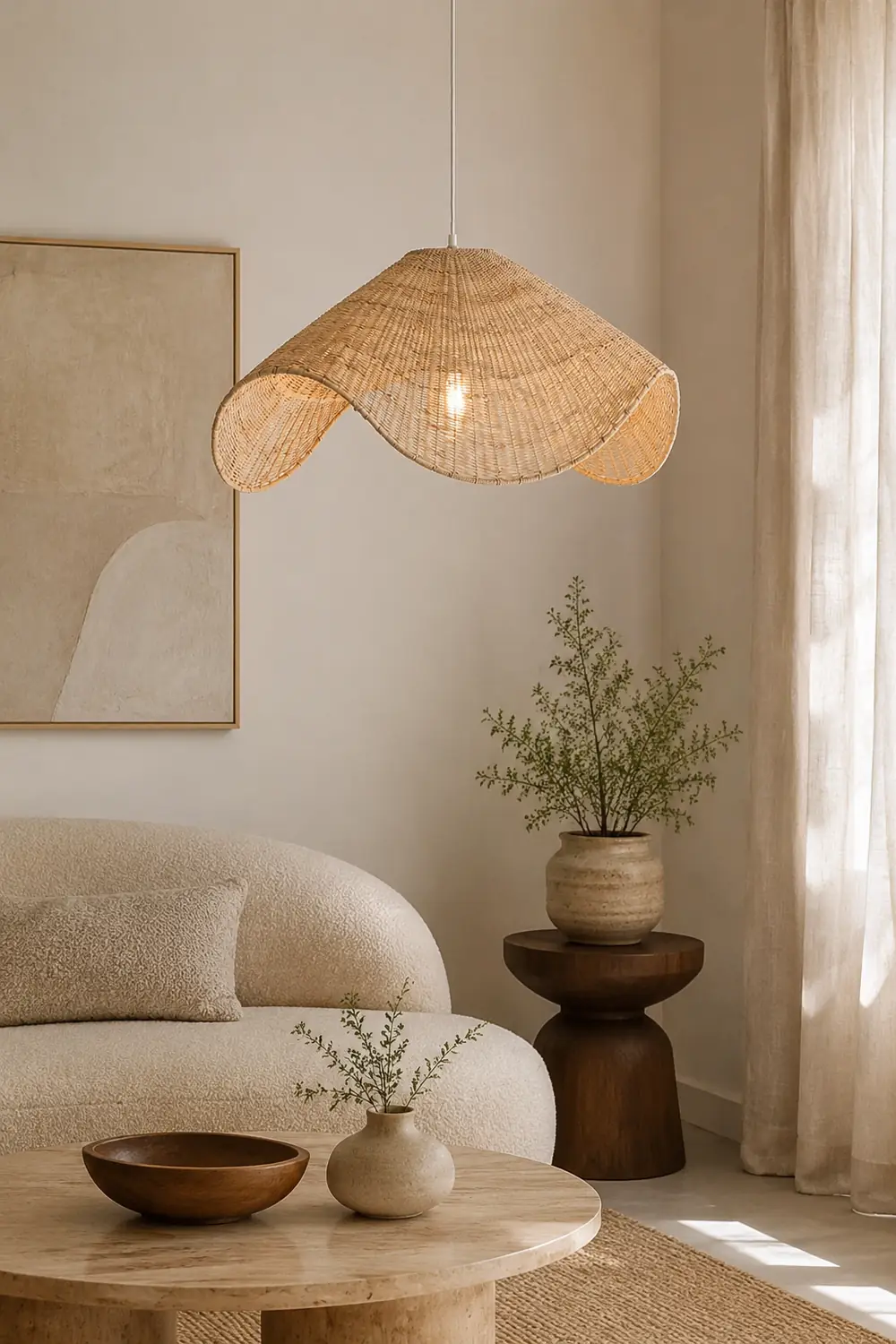 Modern Simple Handwoven Rattan Pendant Light - Lumpaz