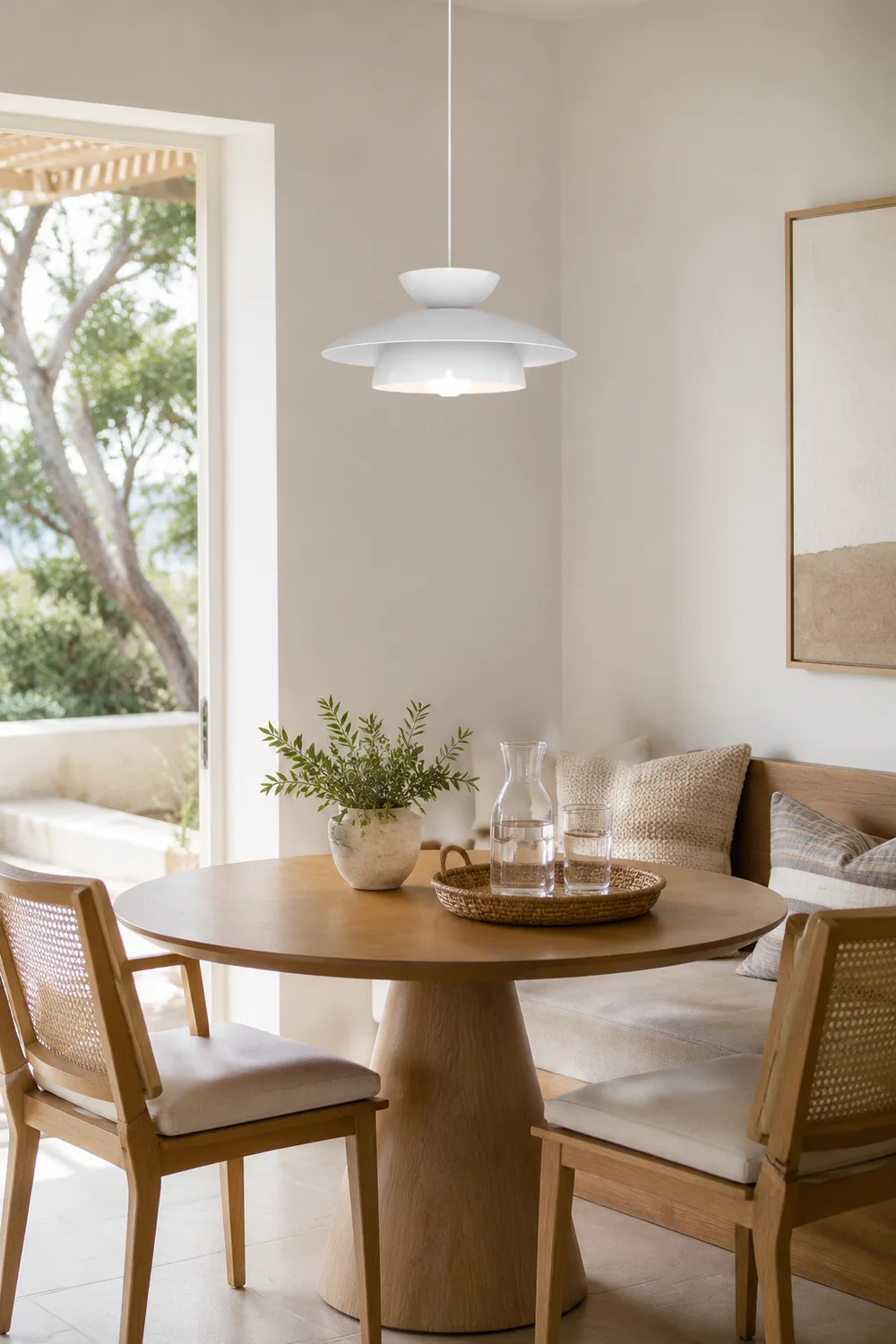 Modern Designer Style Round White Pendant Light - Lumpaz