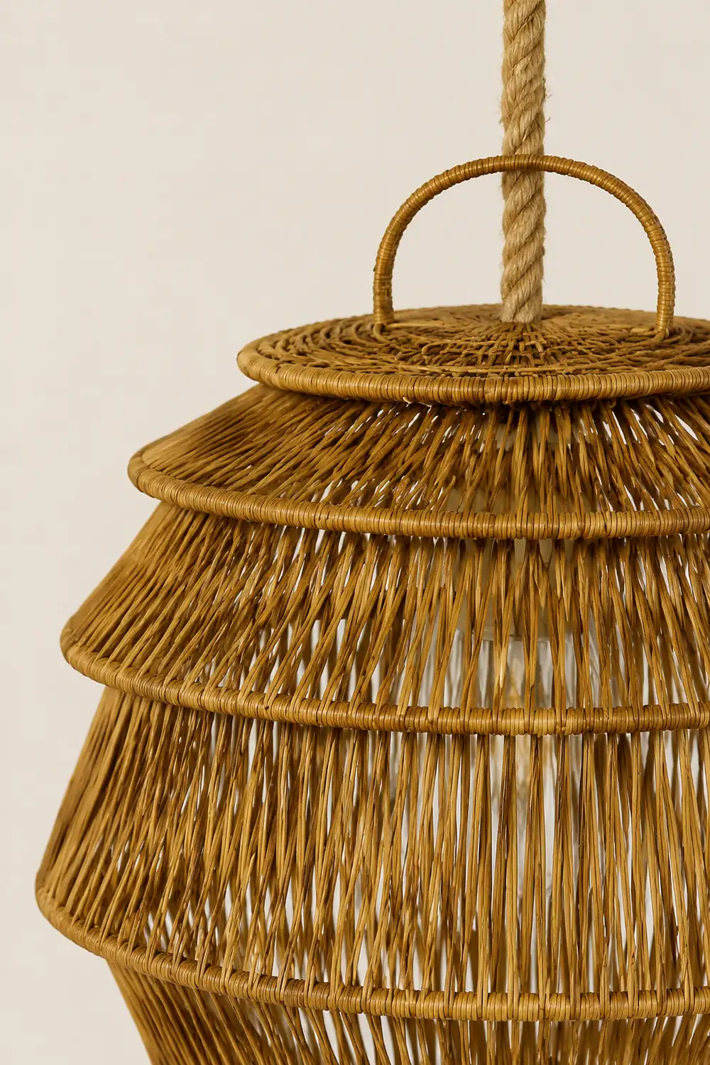 Retro Rattan Basket Pendant Light For Living Room - Lumpaz
