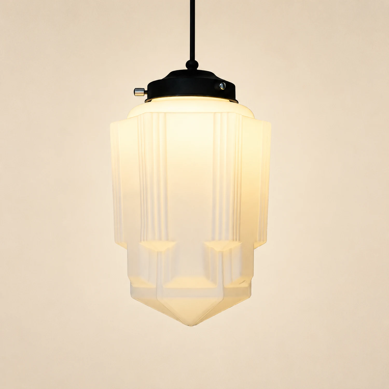 Retro Milk White Glass Geometric Jar Pendant Light - Lumpaz