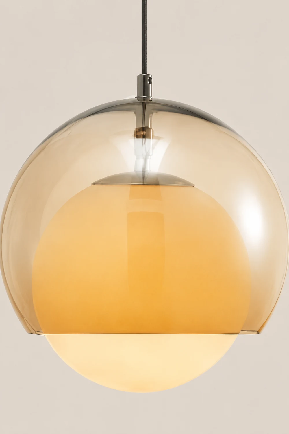 Vintage Orange Bauhaus Glass Pendant Light - Lumpaz