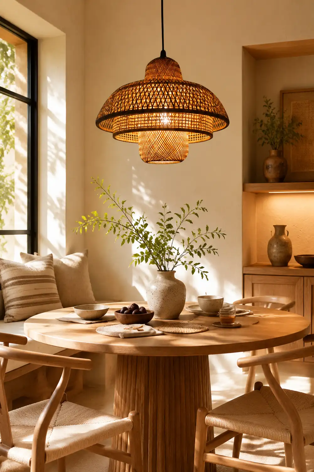 Modern Rattan Dome Latern Pendant Light For Living Room - Lumpaz