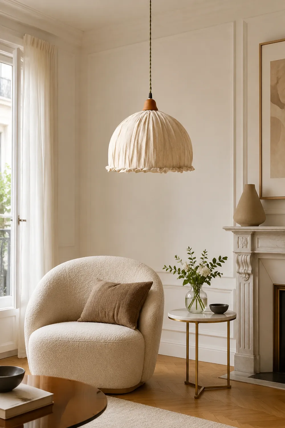 Schlichte Pendelleuchte aus Stoff für Esszimmer & Schlafzimmer - Lumpaz