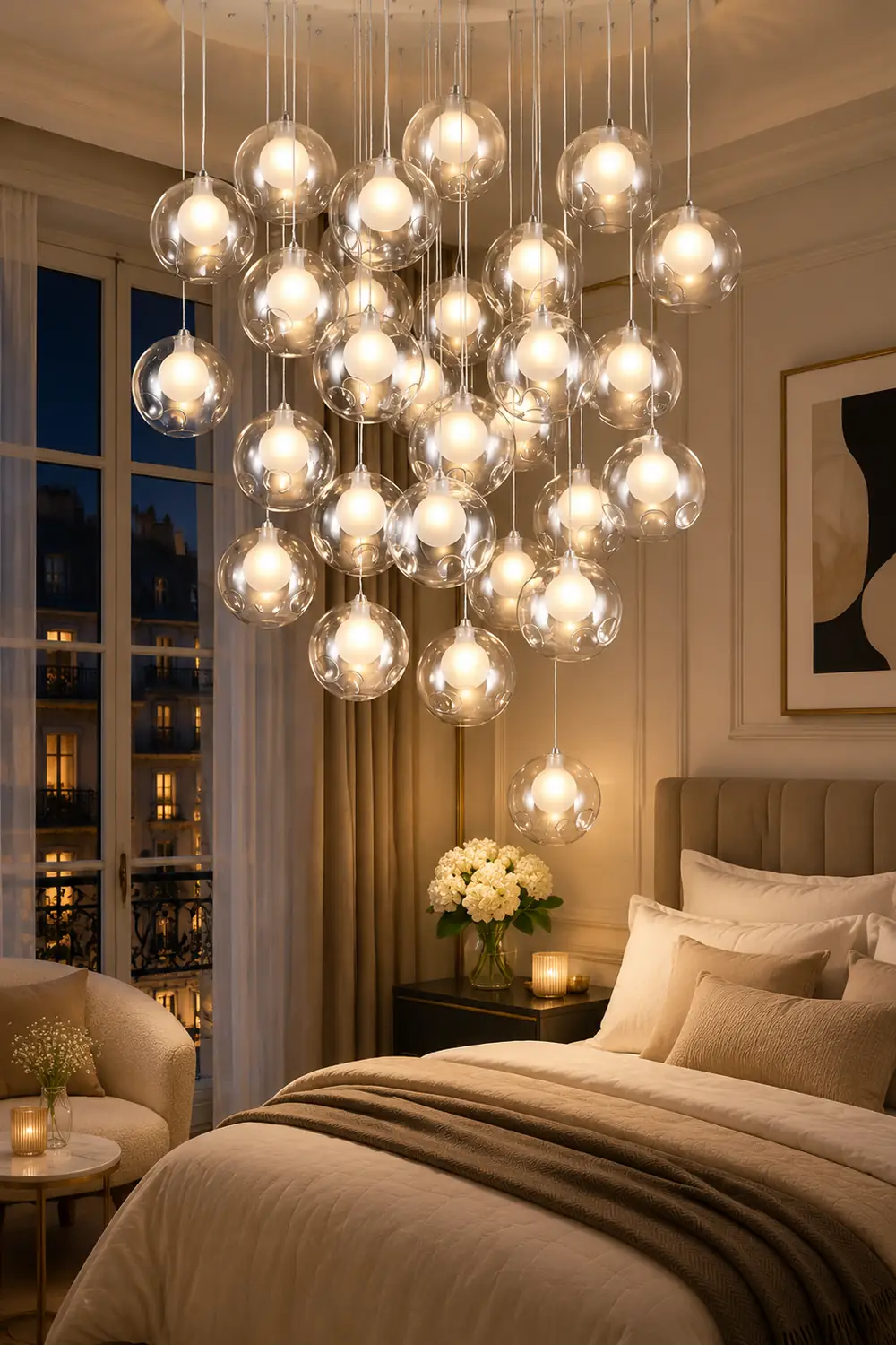 Multi-heads Glass Globe Cluster Stairway Light Pendant Light - Lumpaz