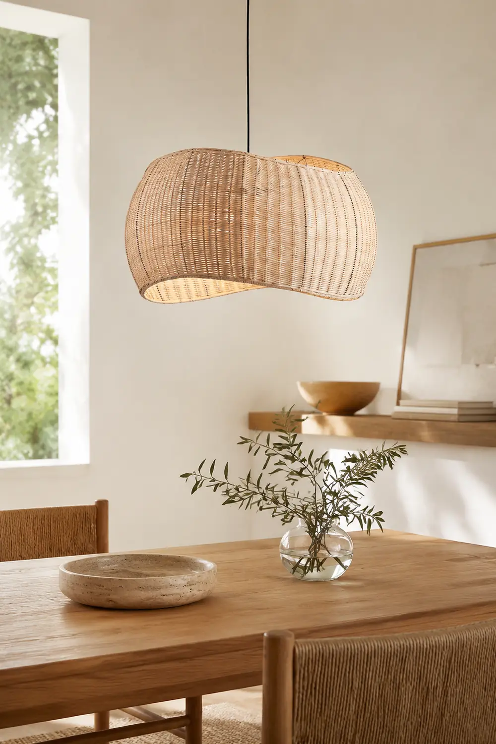 Natural Wicker Hanging Light Rattan Pendant Lampshade - Lumpaz