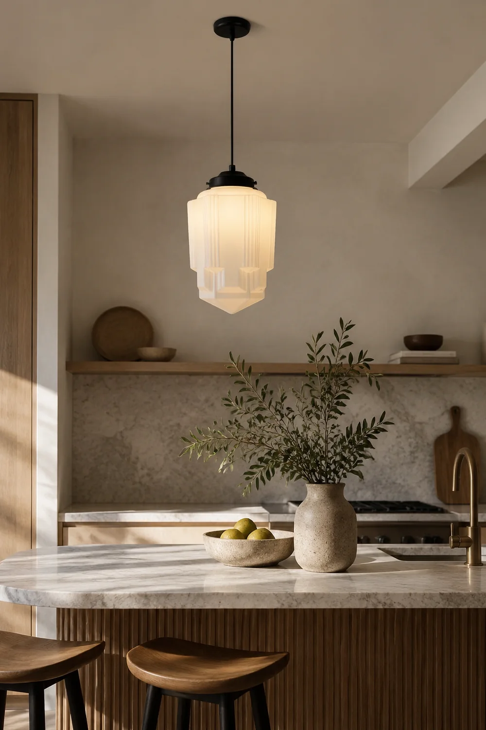 Retro Milk White Glass Geometric Jar Pendant Light - Lumpaz