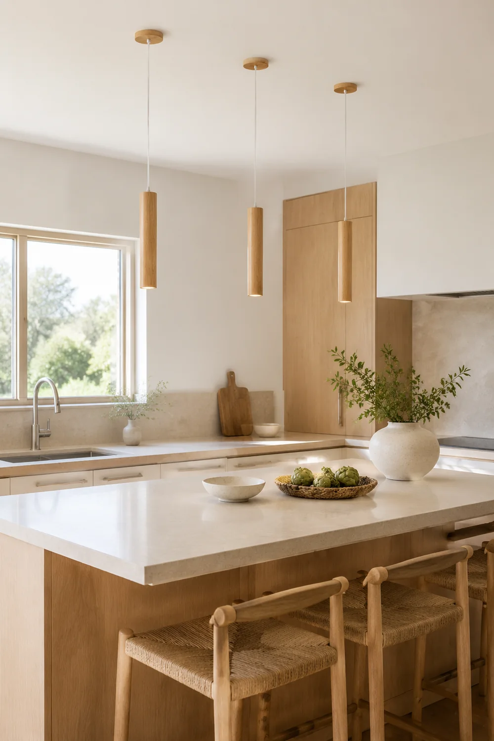 Moderne Einfache LED Pendelleuchte aus Holz für Esszimmer, Restaurant - Lumpaz