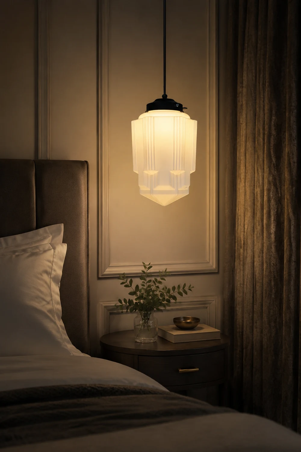 Retro Milk White Glass Geometric Jar Pendant Light - Lumpaz