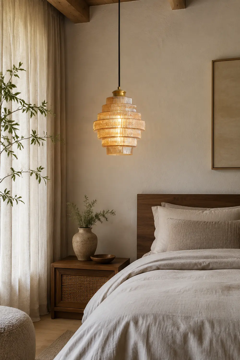 Bottle Shaped Brass Glass Pendant Light - Lumpaz