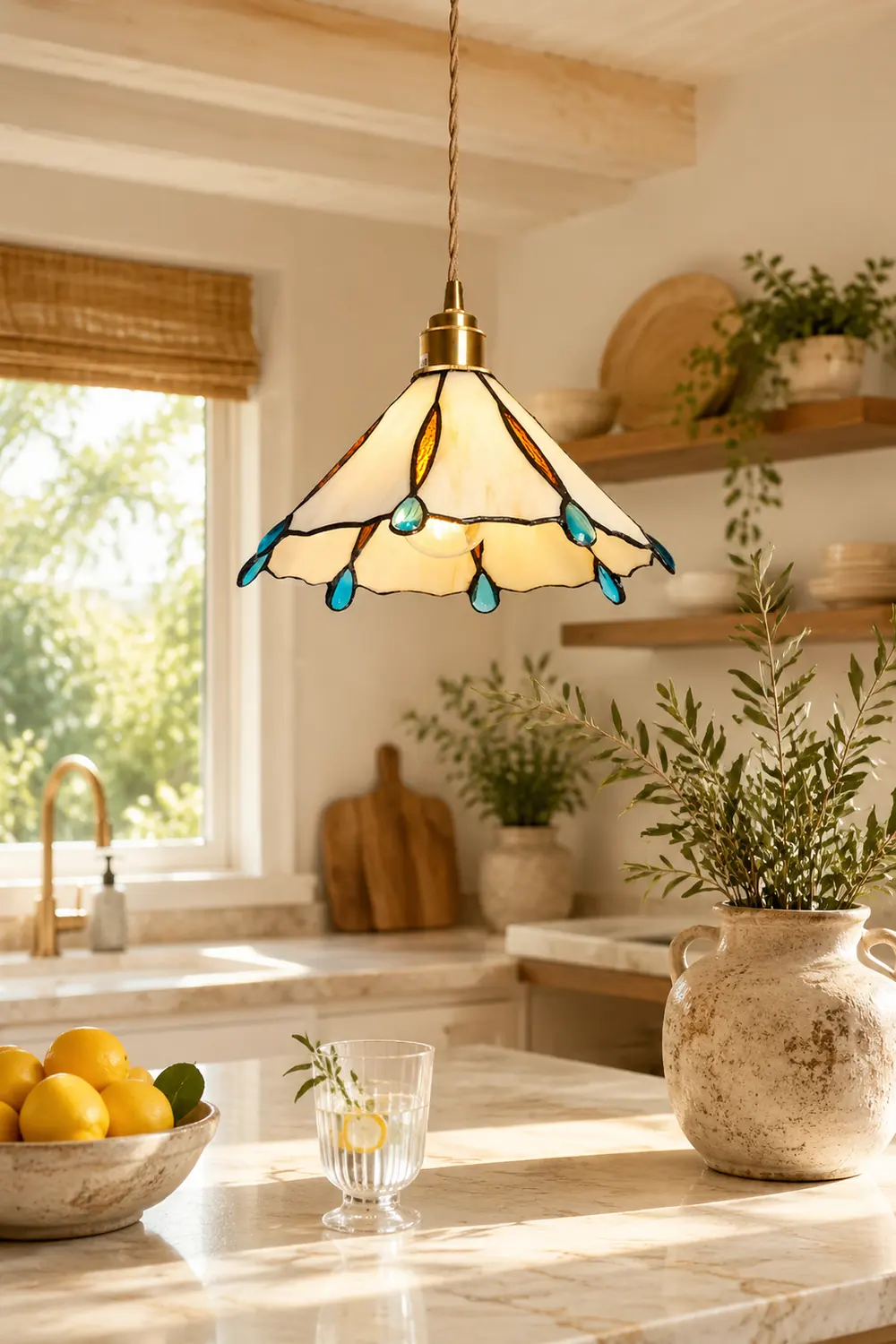 Retro Stained Glass Tiffany Pendant Light - Lumpaz