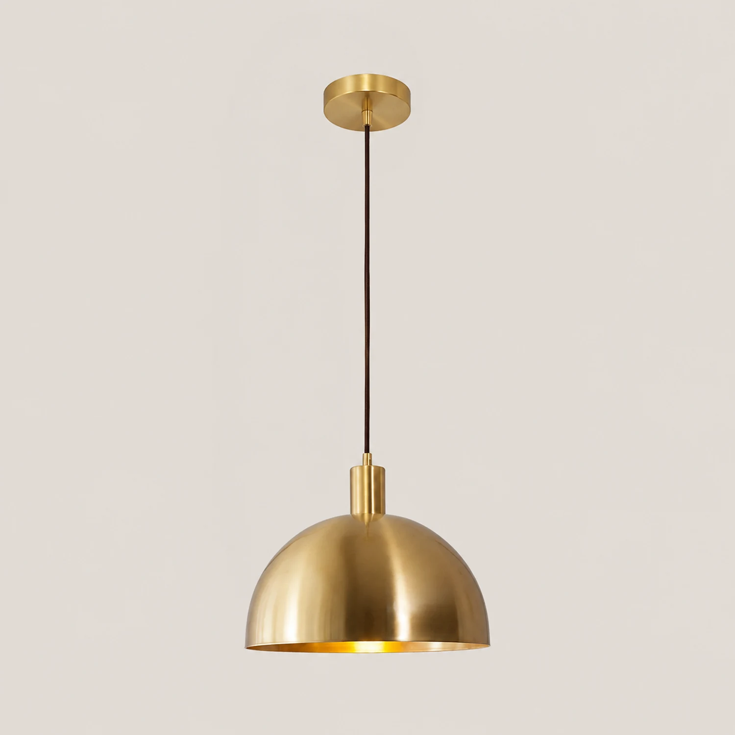 Mid-Century Modern Brass Dome Hanging Pendant Light - Lumpaz