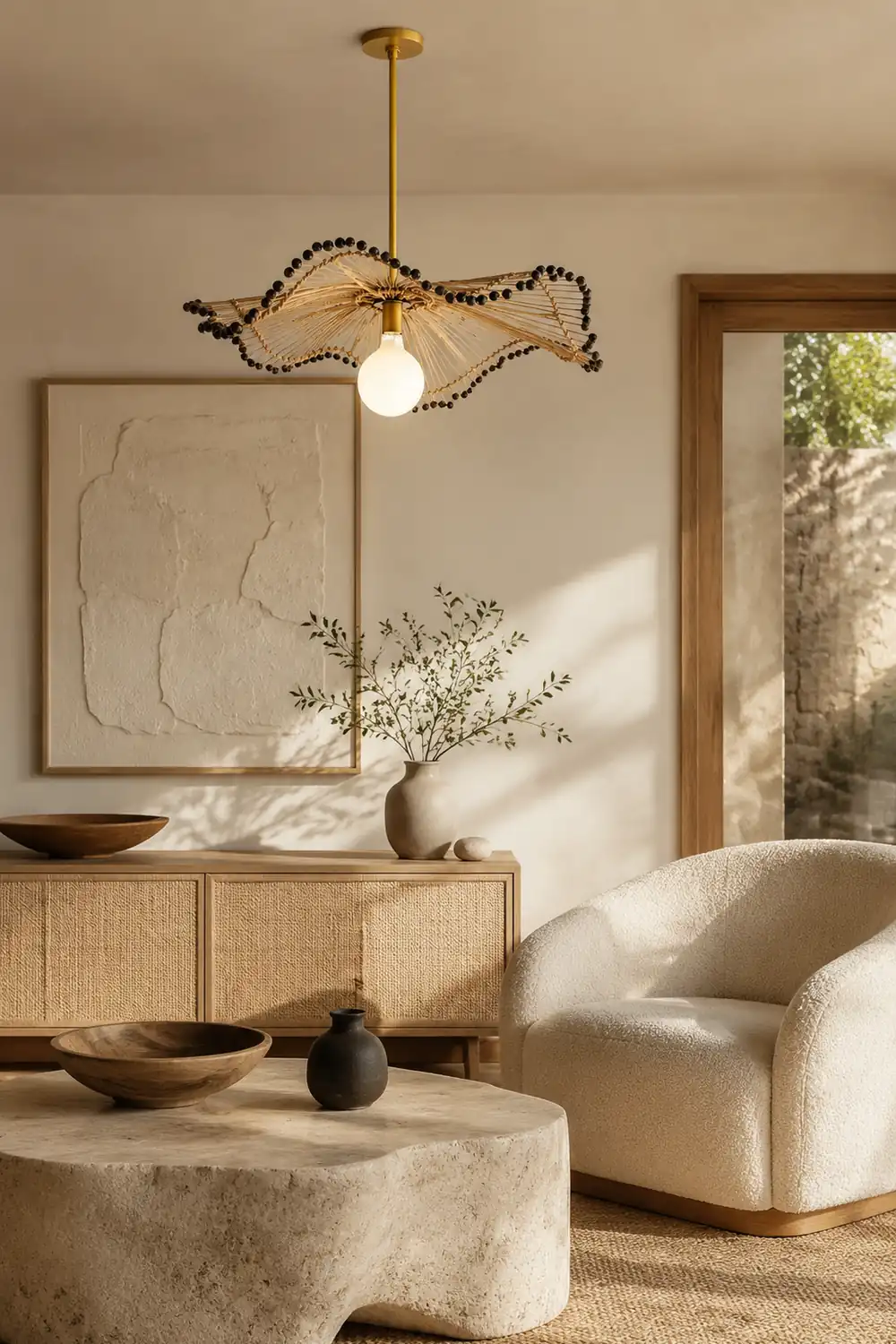 Modern Waverly Handwoven Rattan Pendant Light - Lumpaz