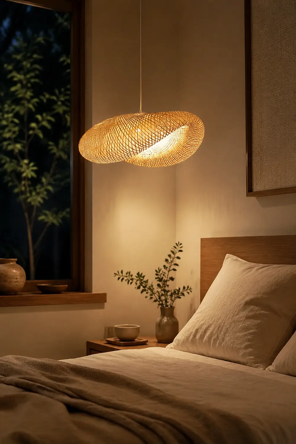 Modern Bamboo Kitchen Island Pendant Light - Lumpaz