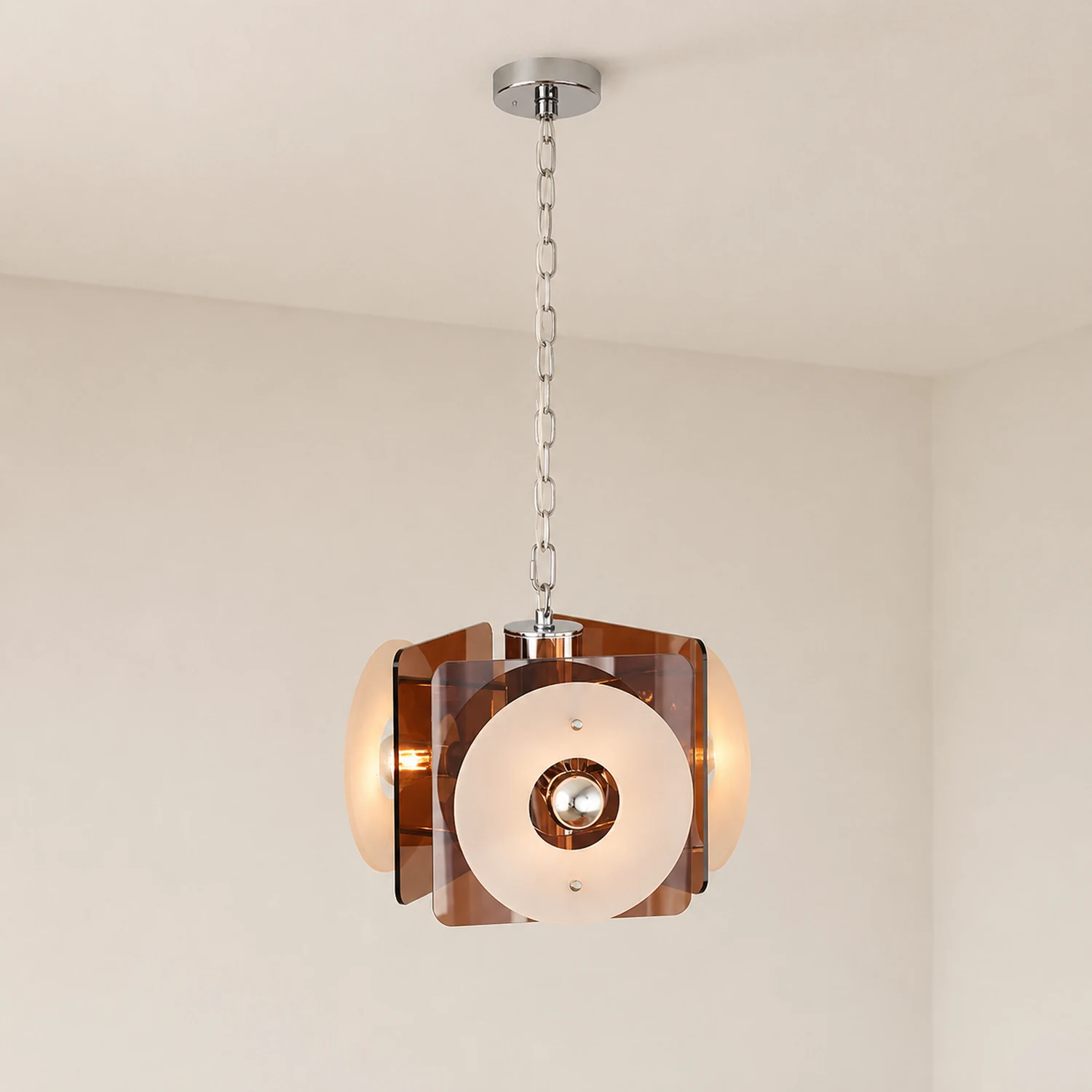Middle Century Danish Deco Glass Hanging Lights - Lumpaz
