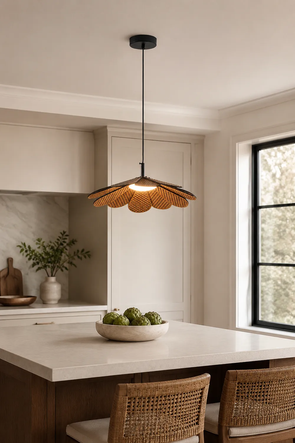 Hollyhock LED Rattan Leaves Pendant Light - Lumpaz