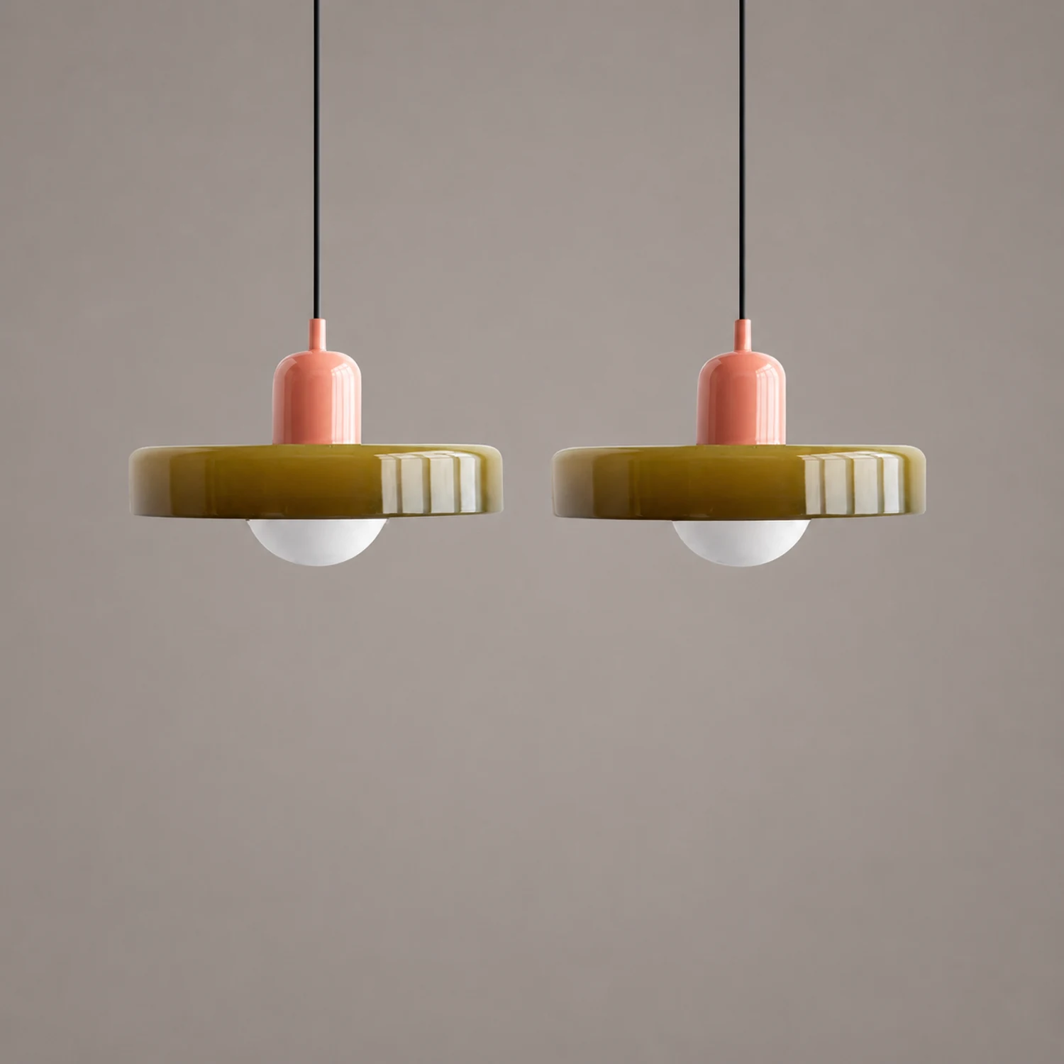 2 Heads Modern Bauhaus Glass Pendant Light - Lumpaz