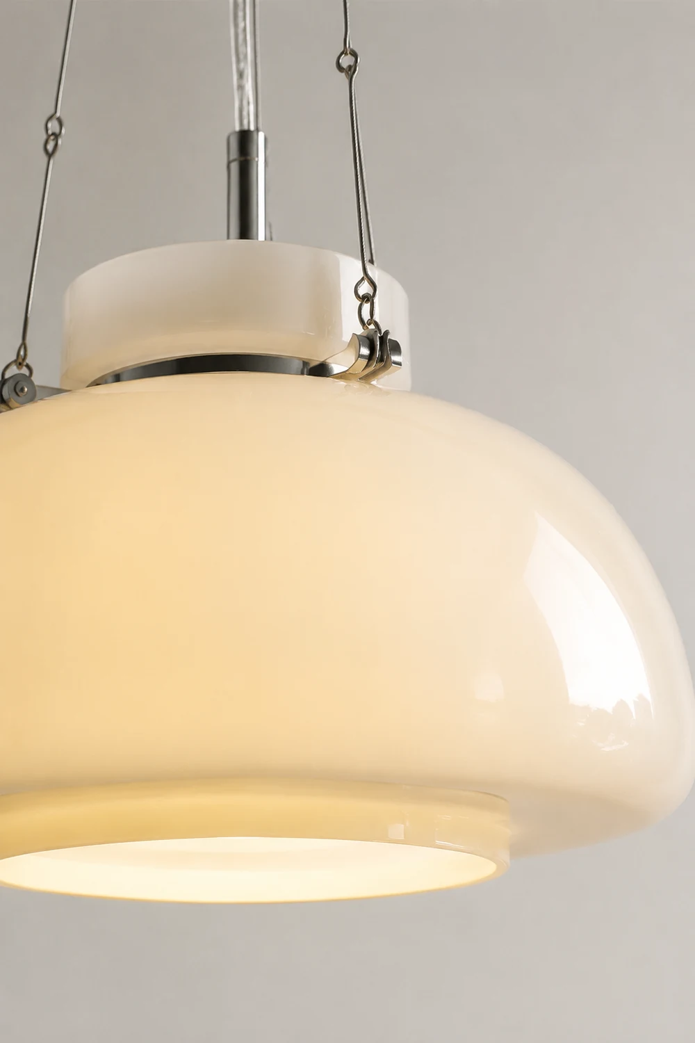 Vintage Milk Dome Glass Pendant Light - Lumpaz