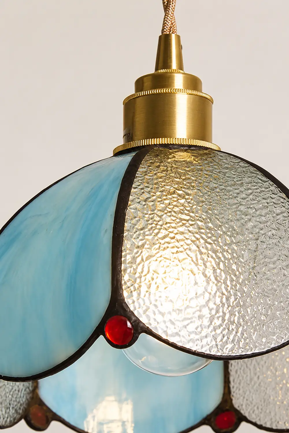 Vintage Stained Glass Dome Tiffany Pendant Light - Lumpaz