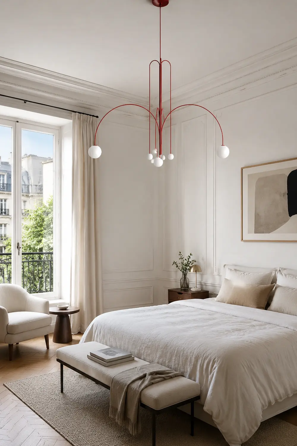 Red Art Deco Long Line Type Metal Pendant Light - Lumpaz