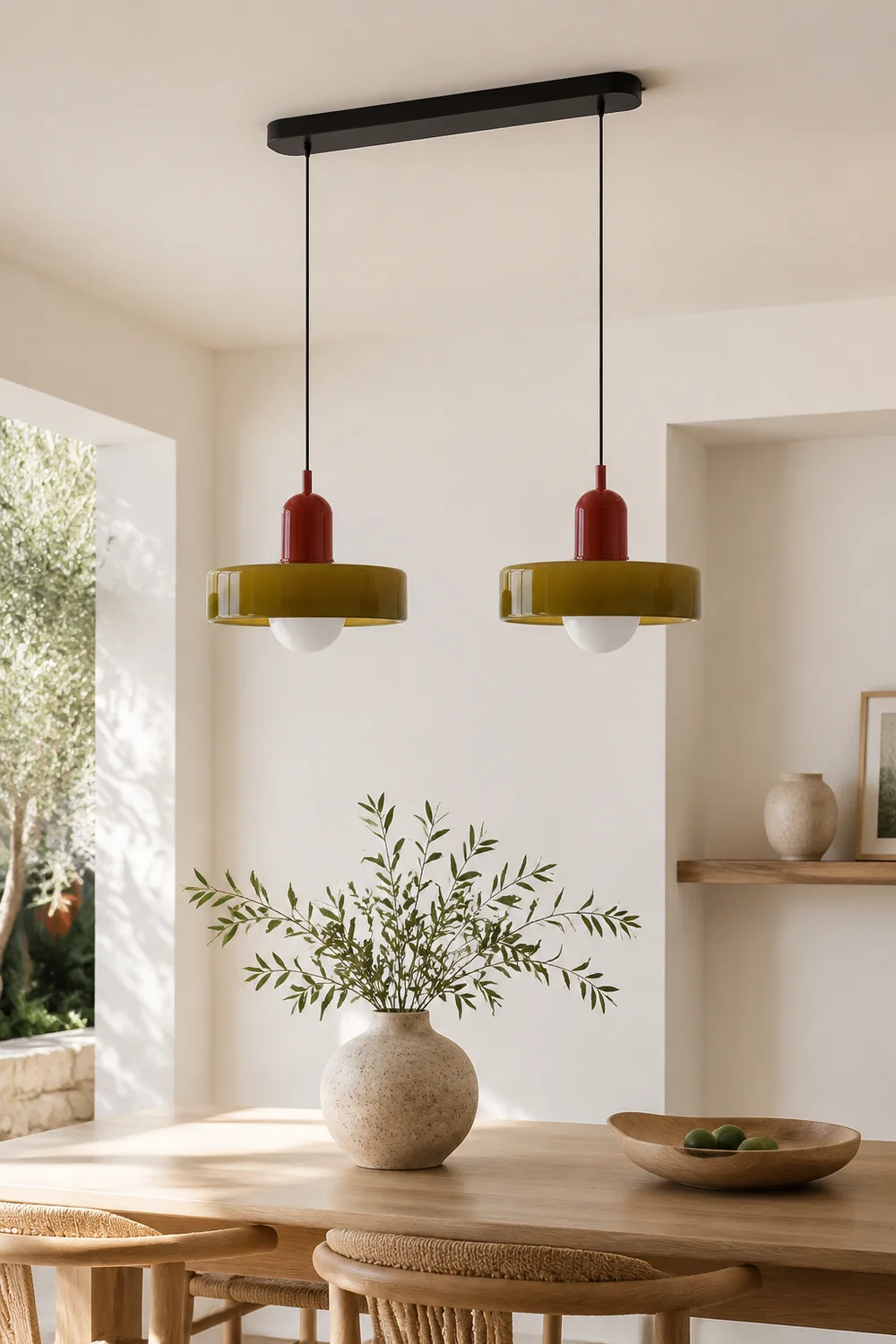 2 Heads Modern Bauhaus Glass Pendant Light - Lumpaz