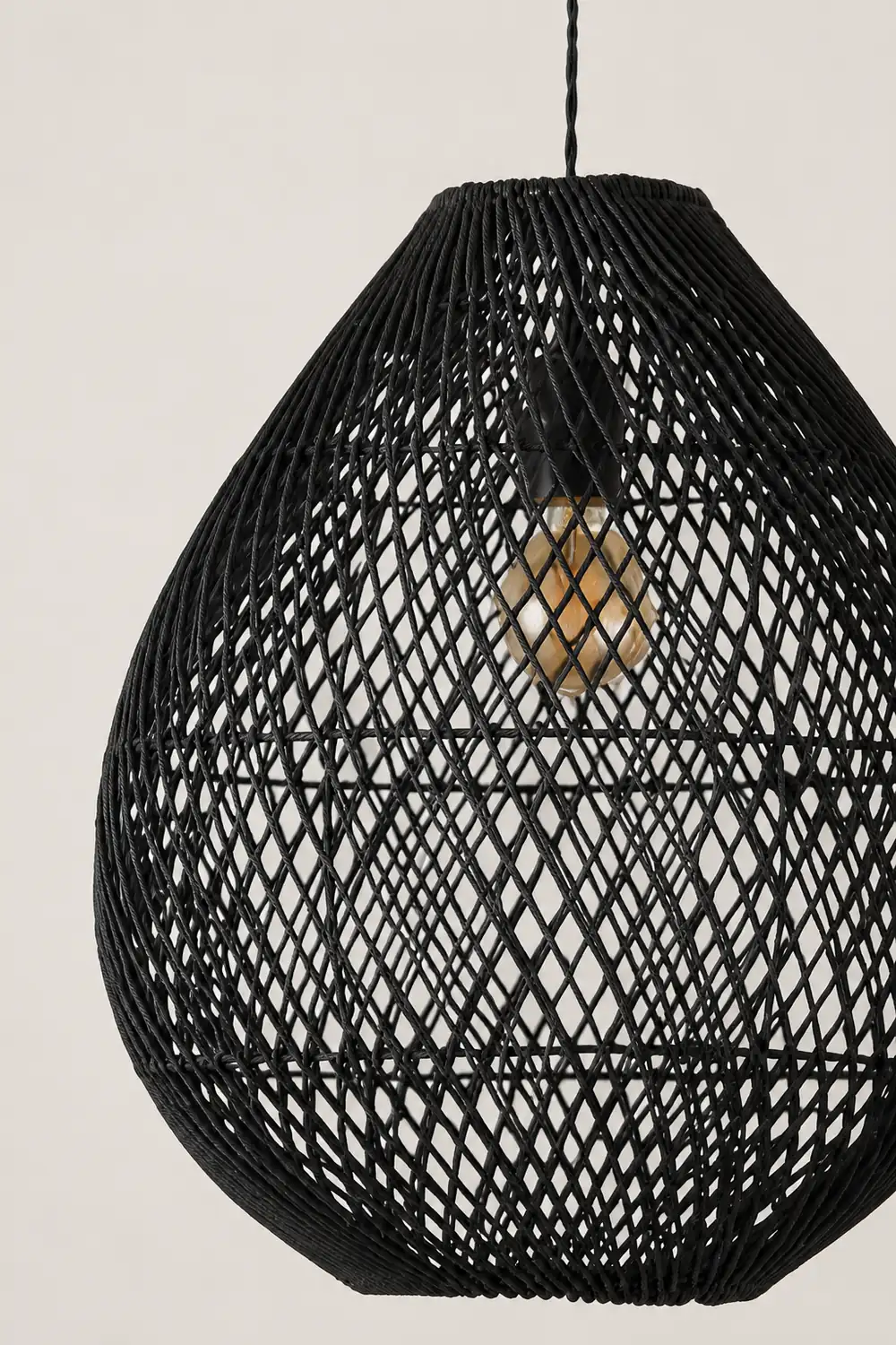 Boho Rattan Handwoven Black Pendant Light - Lumpaz