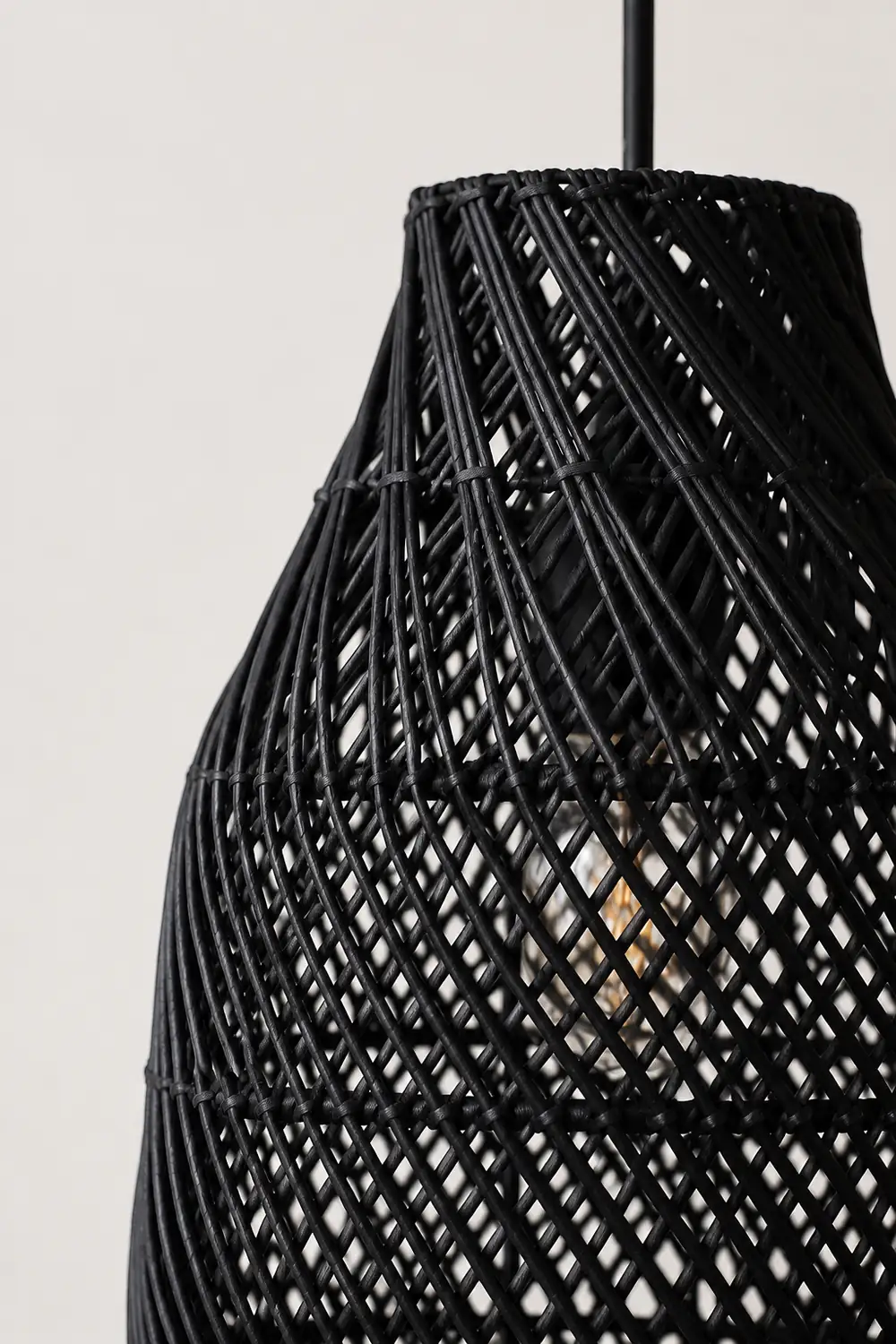 Classic Farmhouse Black Rattan Handwoven Pendant Light - Lumpaz