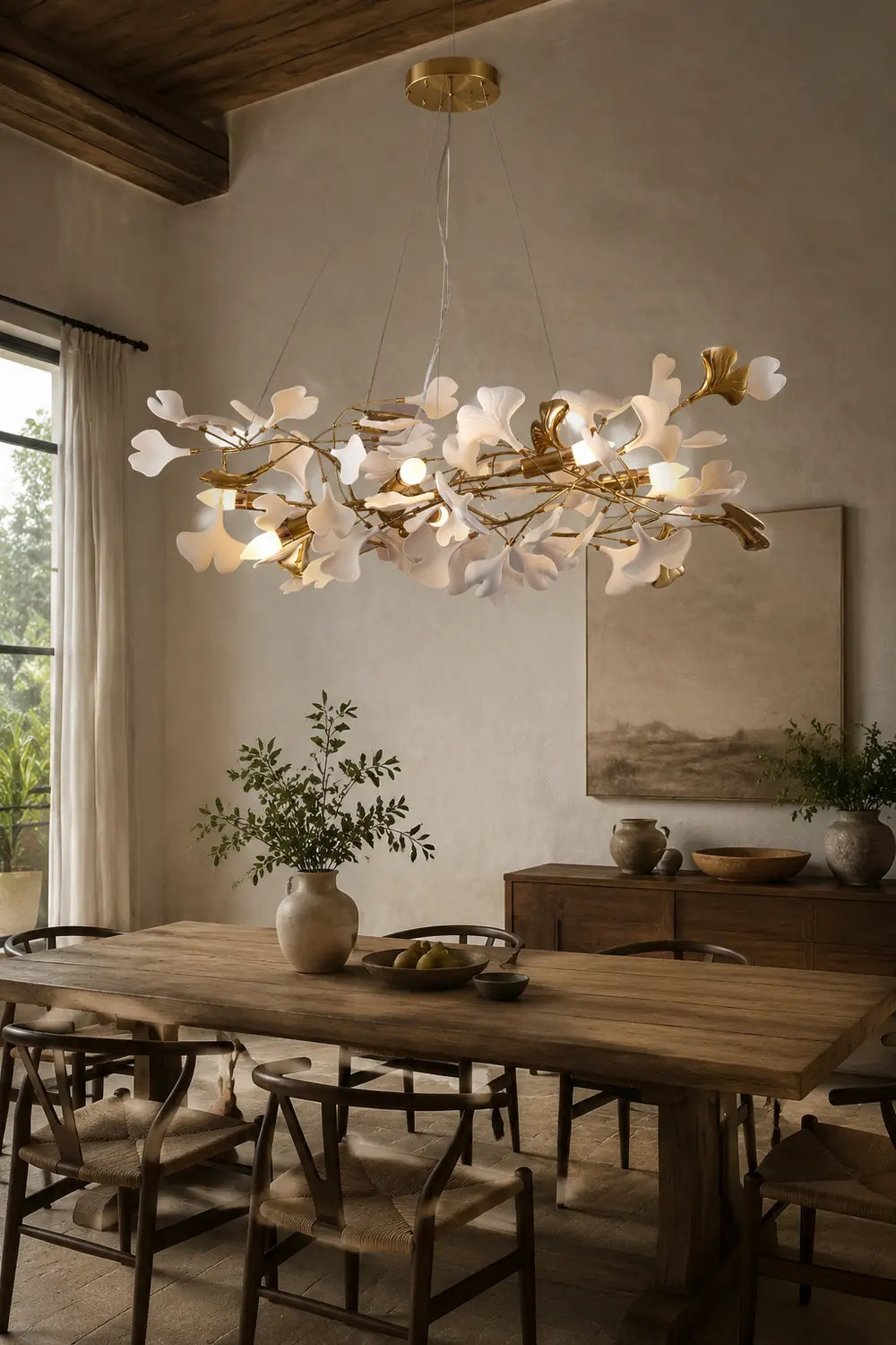 Ophelia Kronleuchter Art Déco-Designs für Foyer, Ginkoblätter Kronleuchter - Lumpaz