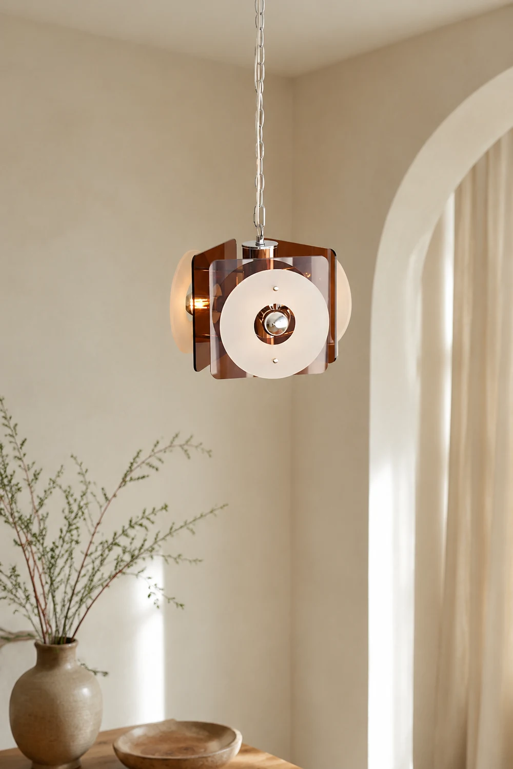 Middle Century Danish Deco Glass Hanging Lights - Lumpaz