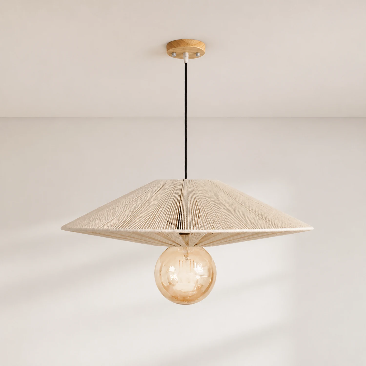 Vintage Hat Shape Rope Handmade Pendant Light For Living Room - Lumpaz