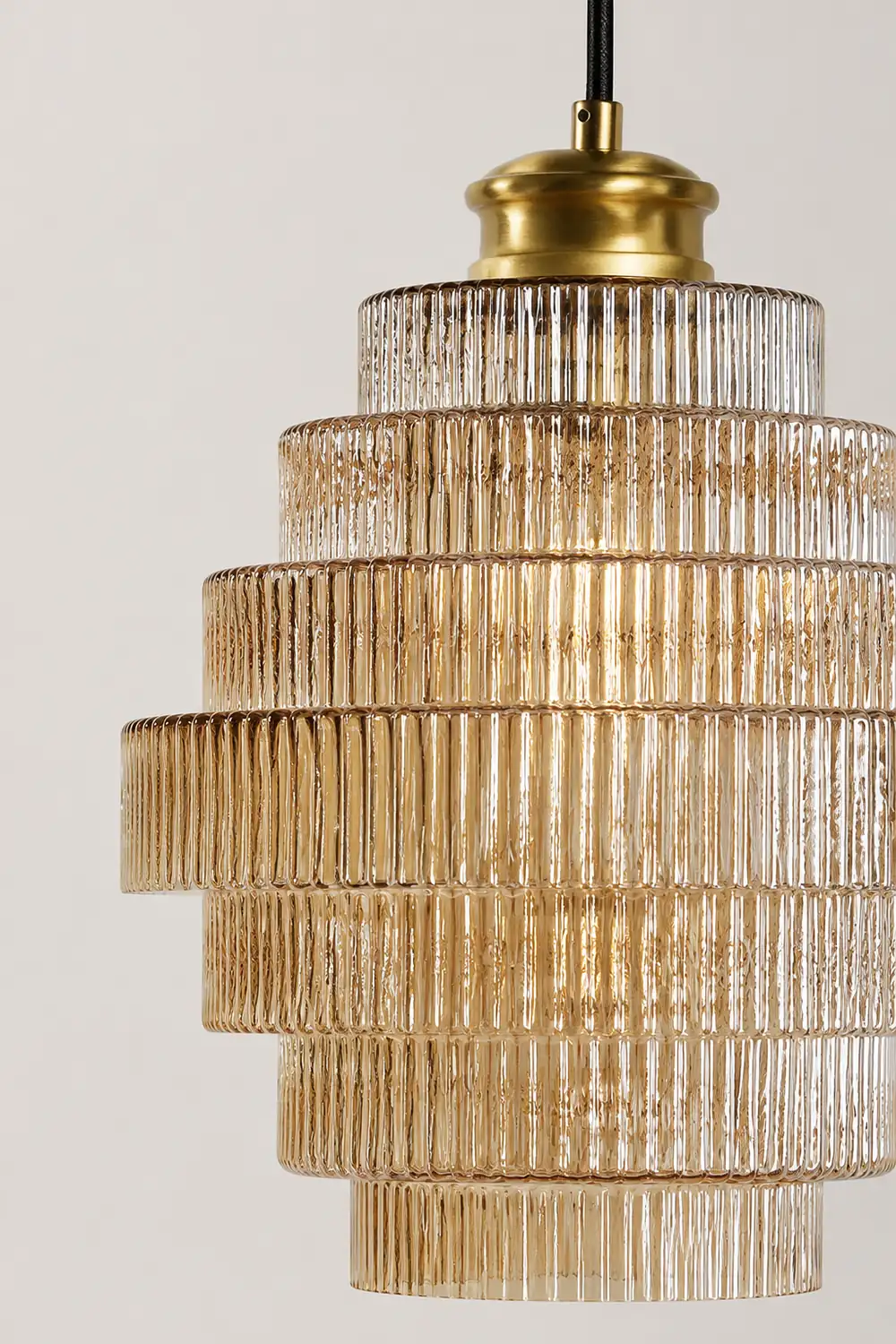 Antique Stripped Glass Brass Pendant Light - Lumpaz
