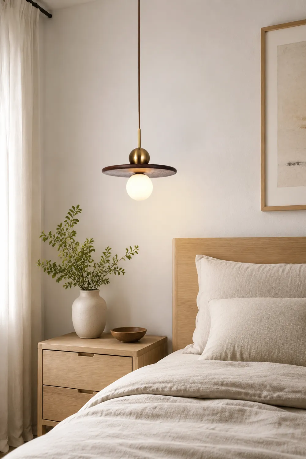 Flying Saucer Walnut Pendant Light - Lumpaz